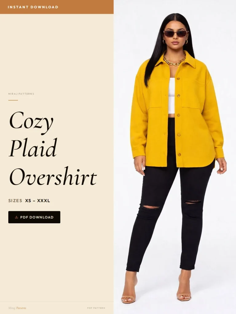 Cozy Plaid Overshirt PDF Sewing Pattern | Beginner-Friendly Instant Download XS-XXXL