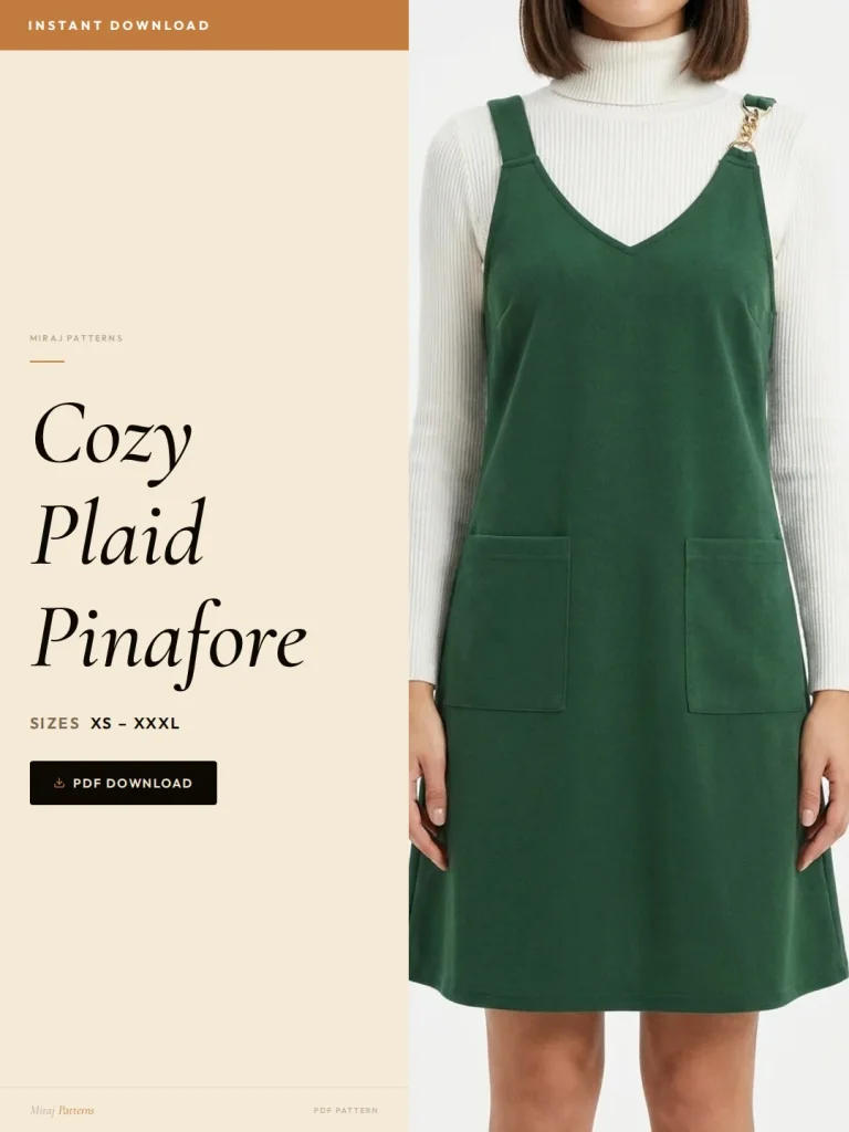 Cozy Plaid Pinafore sewing pattern - PDF instant download