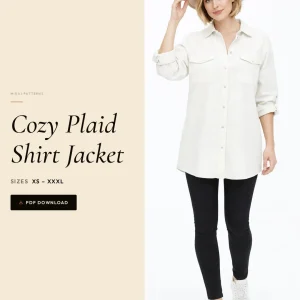 Cozy Plaid Shirt Jacket sewing pattern - PDF instant download