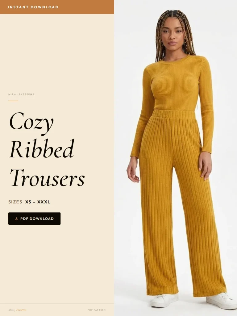 Cozy Ribbed Trousers sewing pattern - PDF instant download