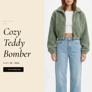 Cozy Teddy Bomber sewing pattern - PDF instant download