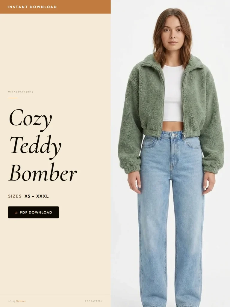Cozy Teddy Bomber sewing pattern - PDF instant download