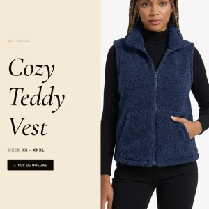 Cozy Teddy Vest sewing pattern - PDF instant download