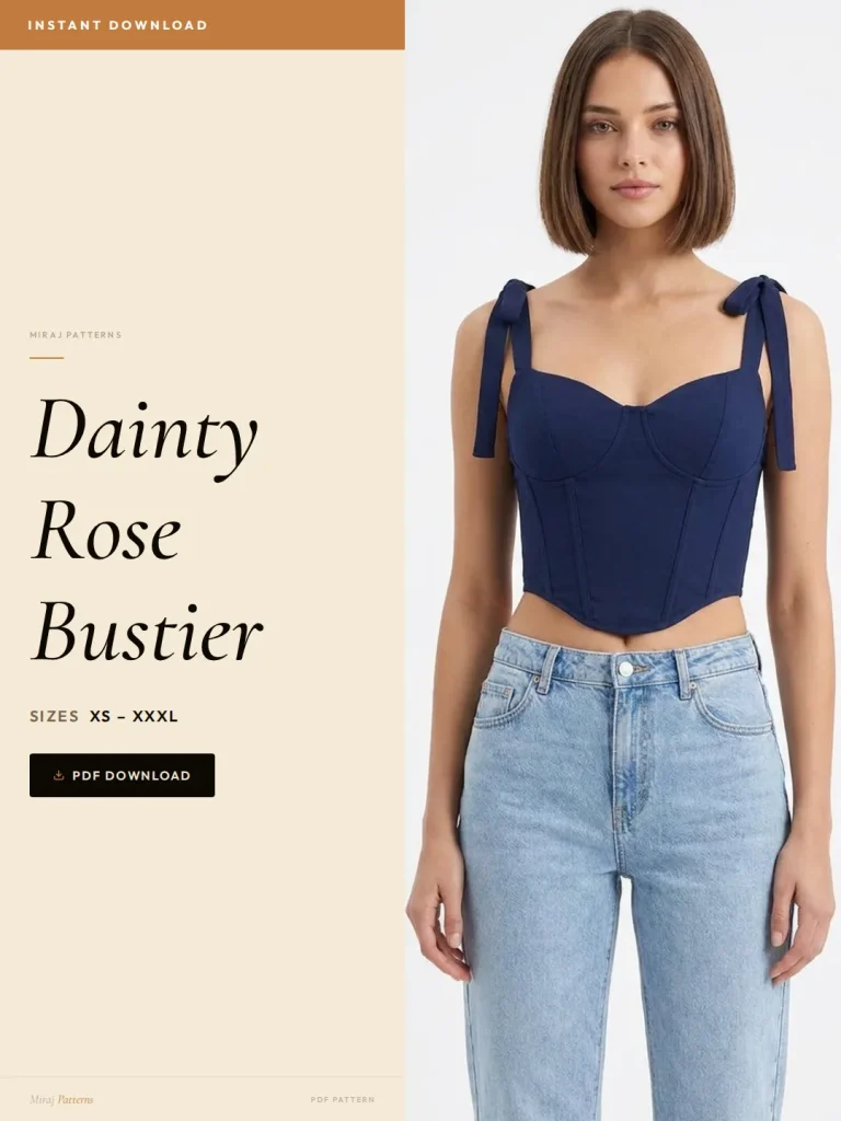 Dainty Rose Bustier PDF Sewing Pattern | Beginner-Friendly Instant Download XS-XXXL