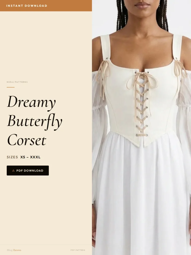 Dreamy Butterfly Corset sewing pattern - PDF instant download