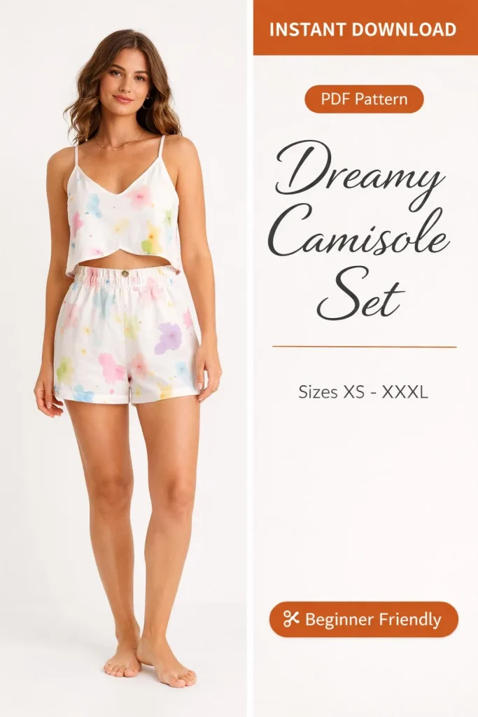 Dreamy Camisole Set sewing pattern - PDF instant download