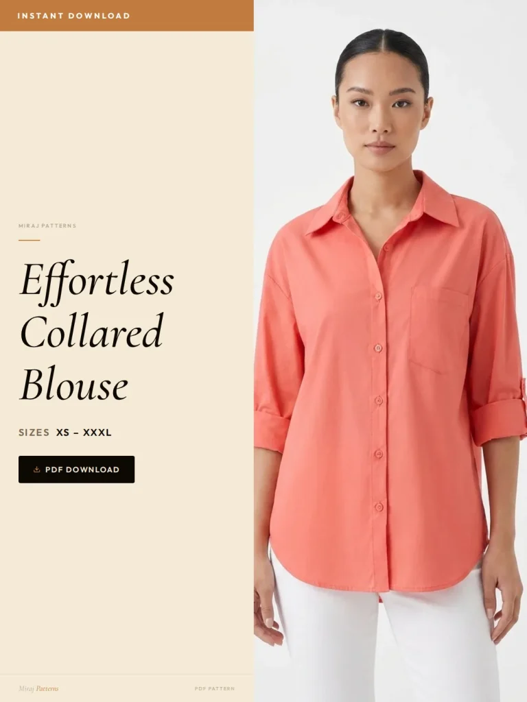 Effortless Collared Blouse sewing pattern - PDF instant download