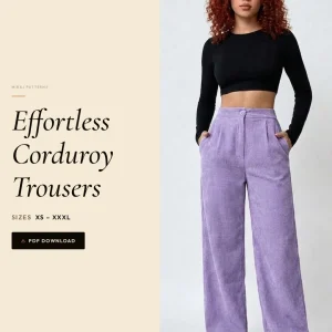 Effortless Corduroy Trousers sewing pattern - PDF instant download
