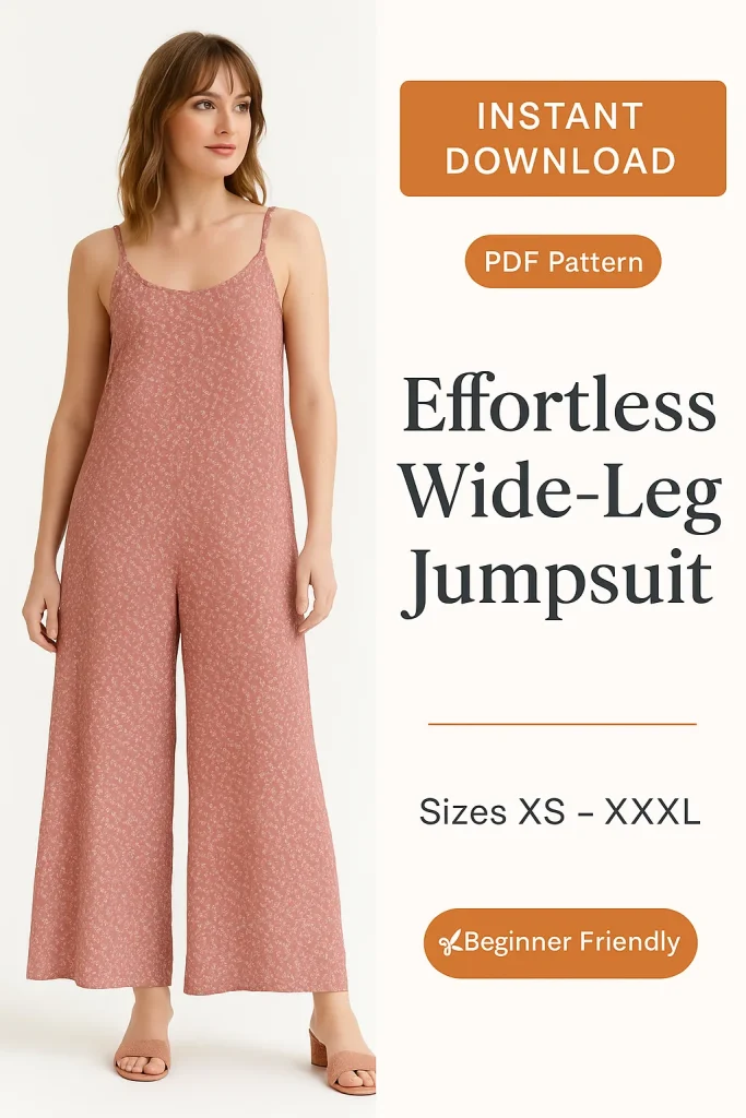 Effortless Wide-Leg Jumpsuit sewing pattern - PDF instant download