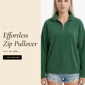 Effortless Zip Pullover sewing pattern - PDF instant download