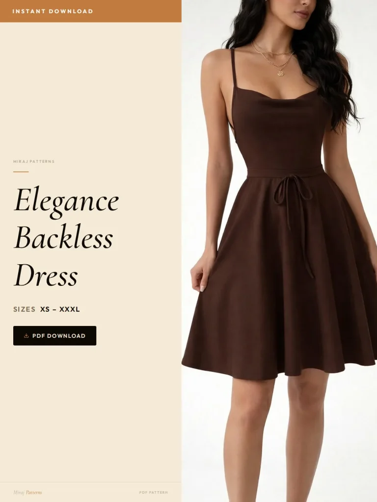 Elegance Backless Dress sewing pattern - PDF instant download