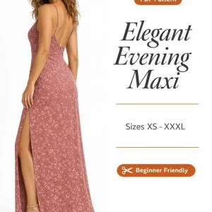 Elegant Evening Maxi sewing pattern - PDF instant download