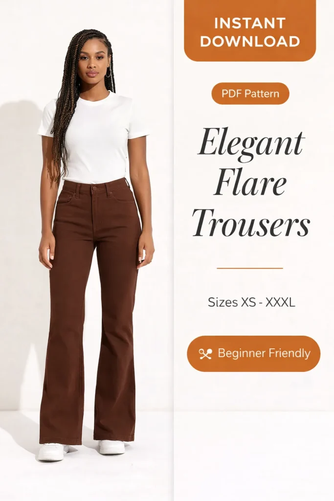 Elegant Flare Trousers sewing pattern - PDF instant download