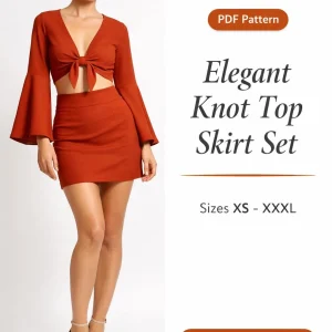 Elegant Knot Top Skirt Set sewing pattern - PDF instant download