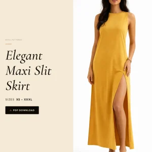 Elegant Maxi Slit Skirt sewing pattern - PDF instant download