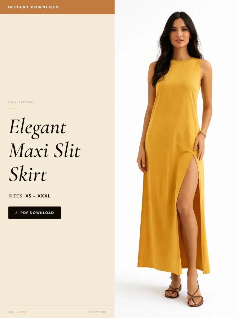 Elegant Maxi Slit Skirt sewing pattern - PDF instant download