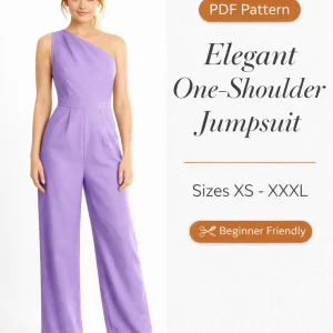 Elegant One-Shoulder Jumpsuit sewing pattern - PDF instant download
