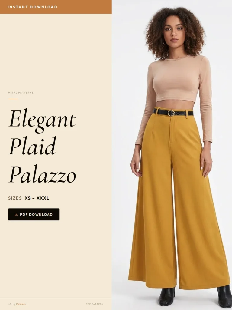 Elegant Plaid Palazzo sewing pattern - PDF instant download