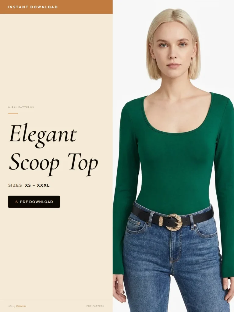 Elegant Scoop Top sewing pattern - PDF instant download