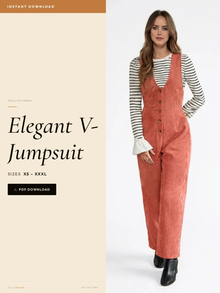 Elegant V-Jumpsuit sewing pattern - PDF instant download