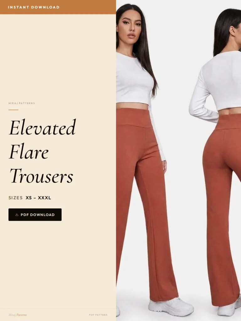 Elevated Flare Trousers sewing pattern - PDF instant download