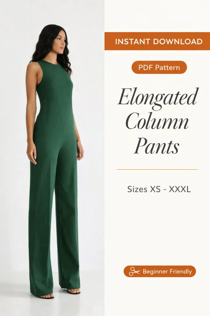 Elongated Column Pants sewing pattern - PDF instant download