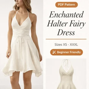 Enchanted Halter Fairy Dress sewing pattern - PDF instant download