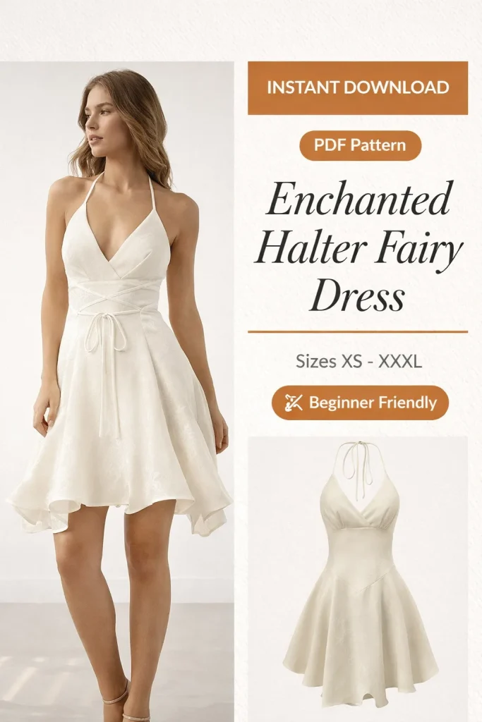 Enchanted Halter Fairy Dress sewing pattern - PDF instant download