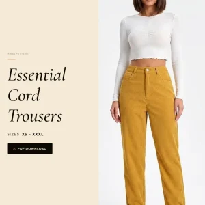 Essential Cord Trousers sewing pattern - PDF instant download