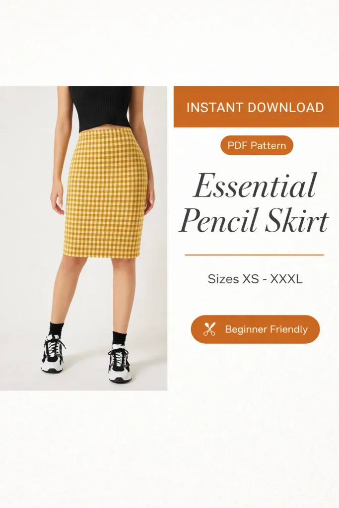 Essential Pencil Skirt sewing pattern - PDF instant download