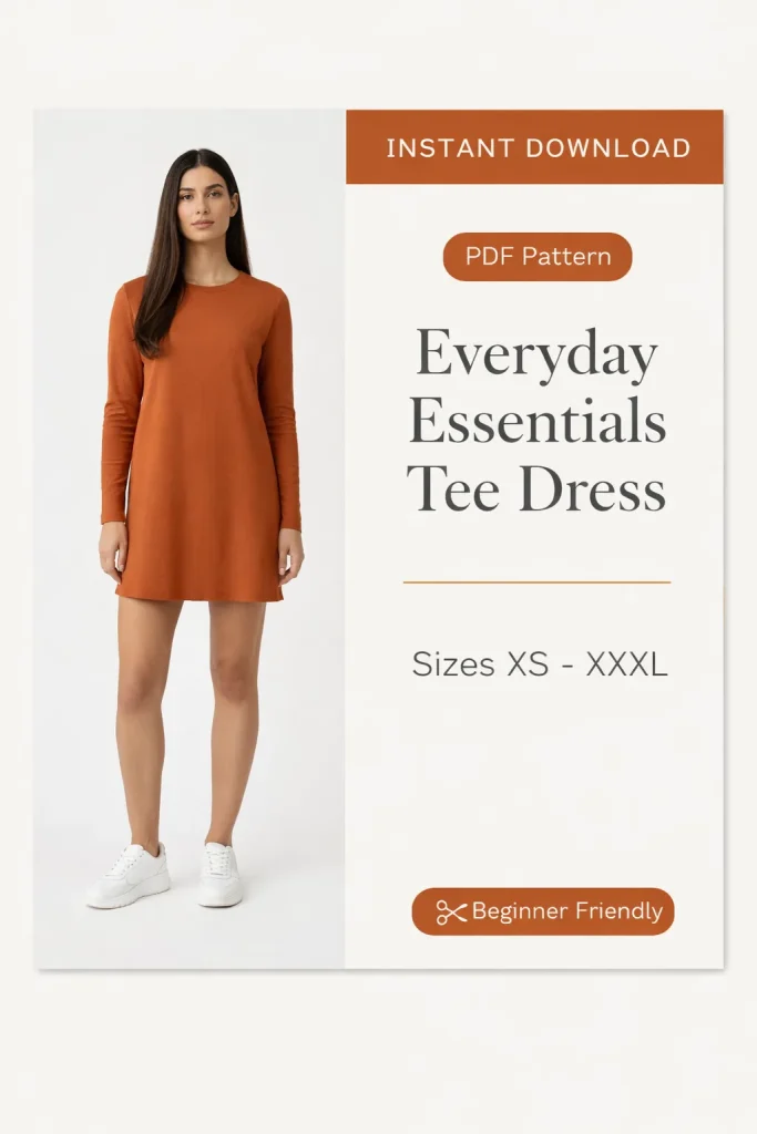 Everyday Essentials Tee Dress sewing pattern - PDF instant download