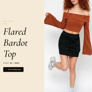 Flared Bardot Top sewing pattern - PDF instant download