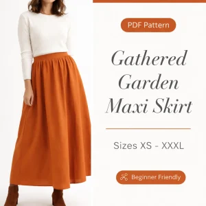 Gathered Garden Maxi Skirt sewing pattern - PDF instant download
