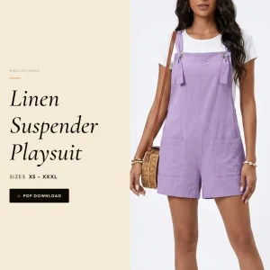 Linen Suspender Playsuit sewing pattern - PDF instant download