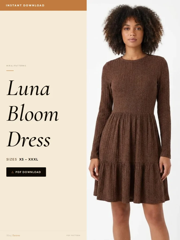 Luna Bloom Dress sewing pattern - PDF instant download