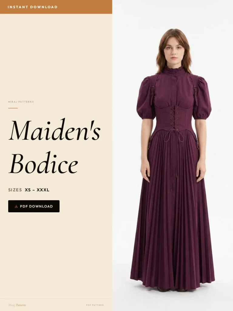 Maiden's Bodice sewing pattern - PDF instant download