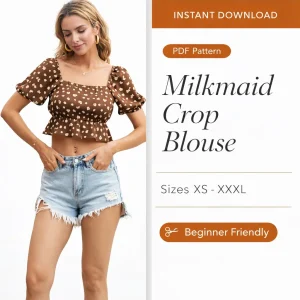 Milkmaid Crop Blouse sewing pattern - PDF instant download