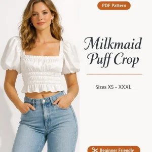 Milkmaid Puff Crop sewing pattern - PDF instant download