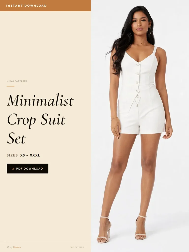 Minimalist Crop Suit Set sewing pattern - PDF instant download