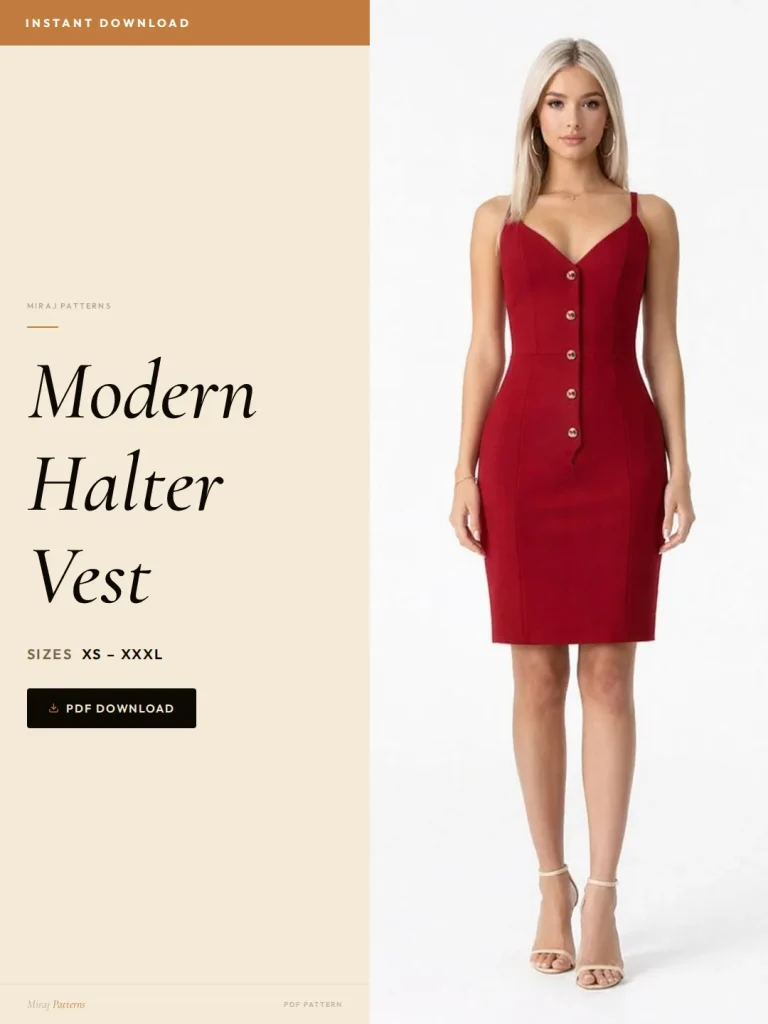Modern Halter Vest sewing pattern - PDF instant download
