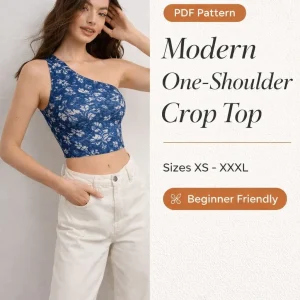 Modern One-Shoulder Crop Top sewing pattern - PDF instant download
