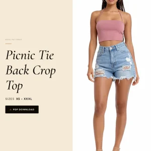 Picnic Tie Back Crop Top sewing pattern - PDF instant download