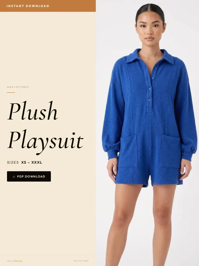 Plush Playsuit sewing pattern - PDF instant download