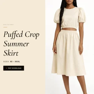 Puffed Crop Summer Skirt sewing pattern - PDF instant download