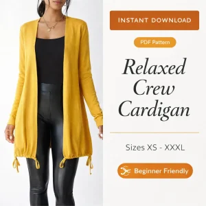 Relaxed Crew Cardigan sewing pattern - PDF instant download
