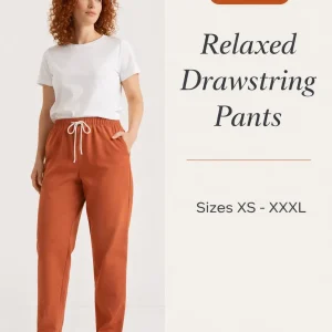 Relaxed Drawstring Pants sewing pattern - PDF instant download