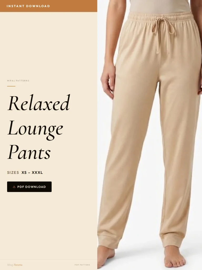 Relaxed Lounge Pants sewing pattern - PDF instant download