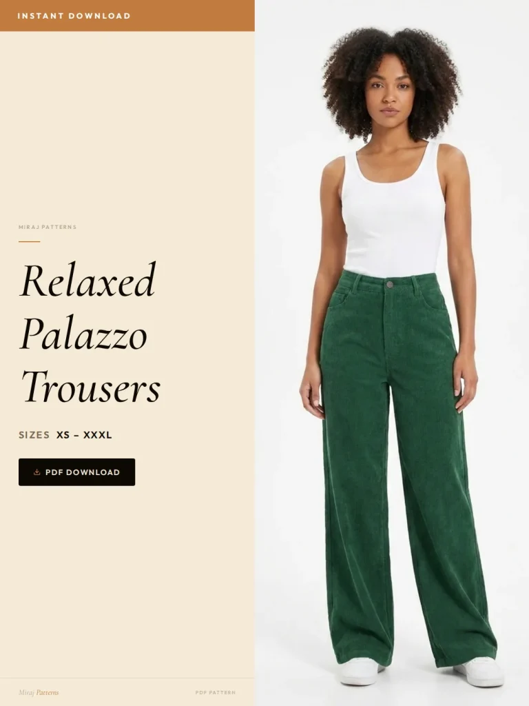 Relaxed Palazzo Trousers sewing pattern - PDF instant download