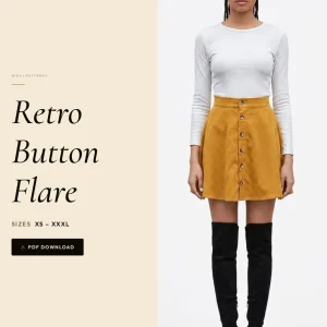 Retro Button Flare sewing pattern - PDF instant download