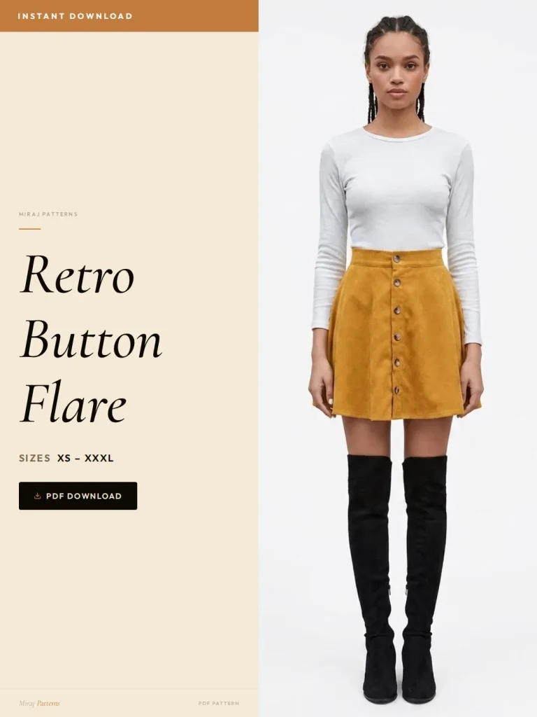 Retro Button Flare sewing pattern - PDF instant download